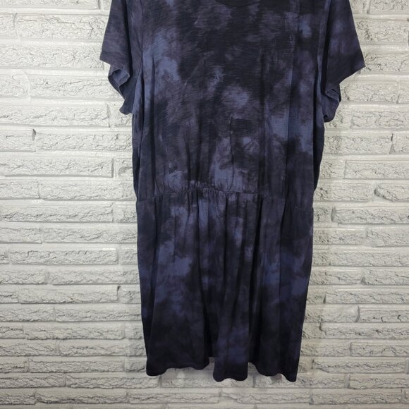 Old Navy Womens Dress XXL Tall Plus Short Sleeve Blue Black Tie Dye TIE16XE - Picture 5 of 11